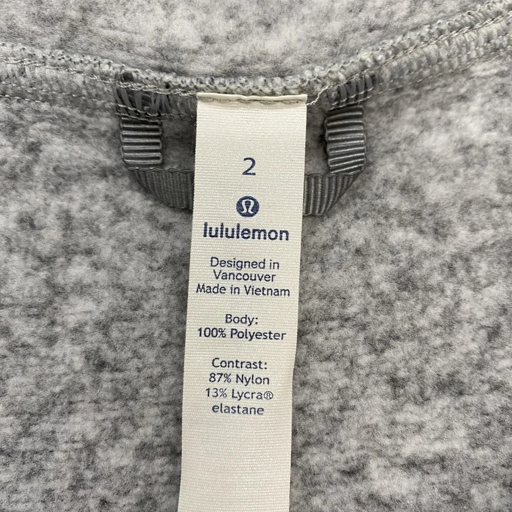 Lululemon Hoodie Womens 2 Gray Fleece & Thank You 1/4 Zip Slim Fit‎ Sweatshirt